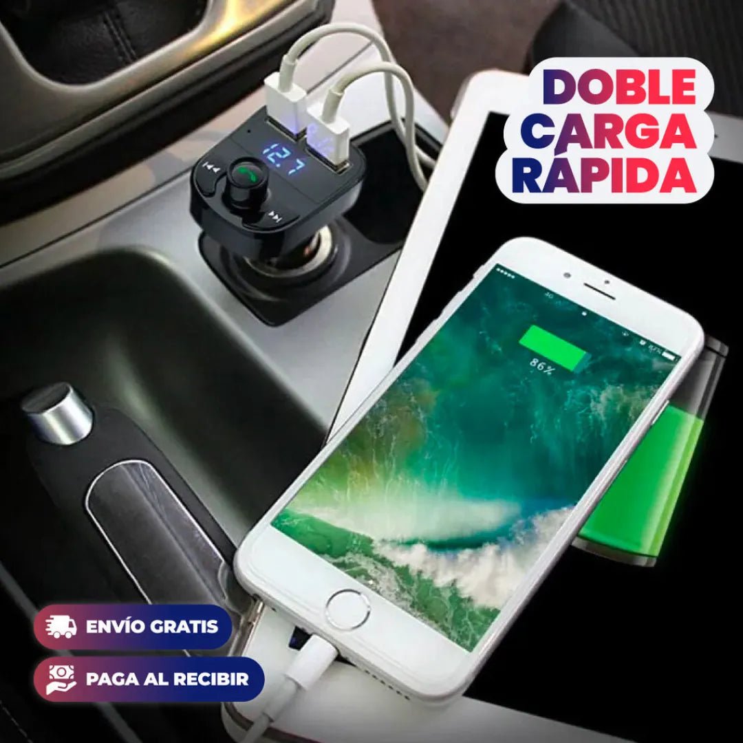BlueCharge TRANSMISOR BLUETOOTH CON CARGA RÁPIDA PARA COCHE - [PROMOCIÓN DISPONIBLE SOLO HOY]