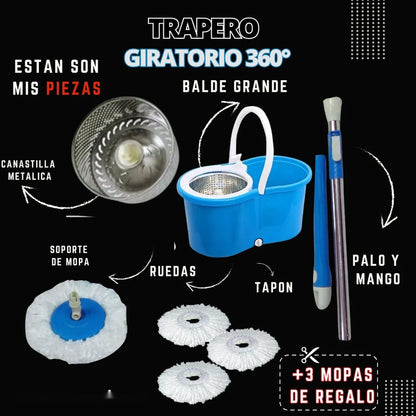 Trapeador Giratorio 360° con Balde - Imagen 6